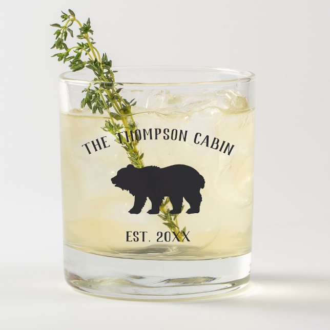Rustic Bear Personalized Family Name Whiskey Glass (Creator Uploaded)