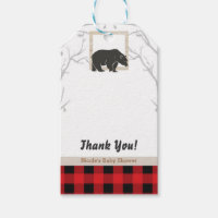 Rustic Bear Plaid Baby Shower Party Wedding Favor Gift Tags