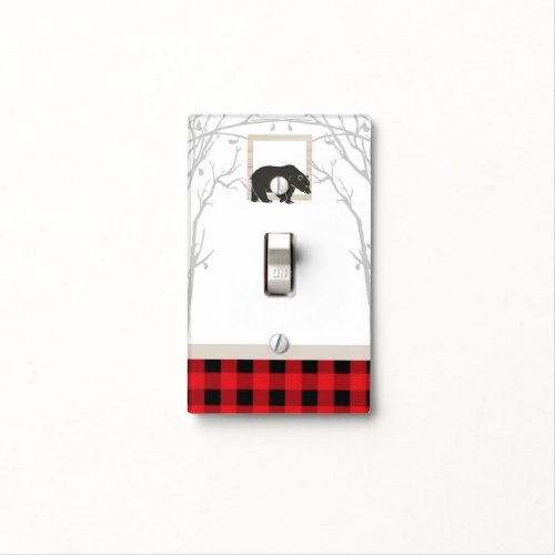 Rustic Bear  Red Plaid Country Woods Light Switch Cover