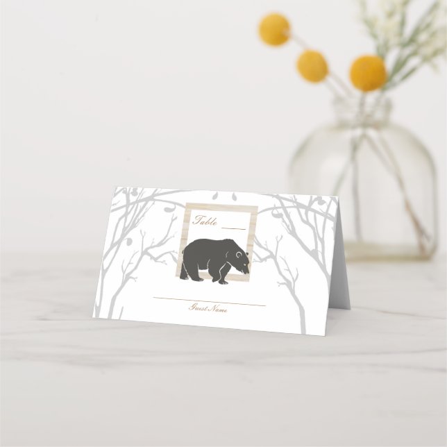 Rustic Bear & Red Plaid Woods Wedding Invitations (Back)