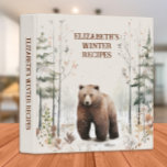 Rustic Bear Snow Winter Recipes Cookbook 3 Ring Binder