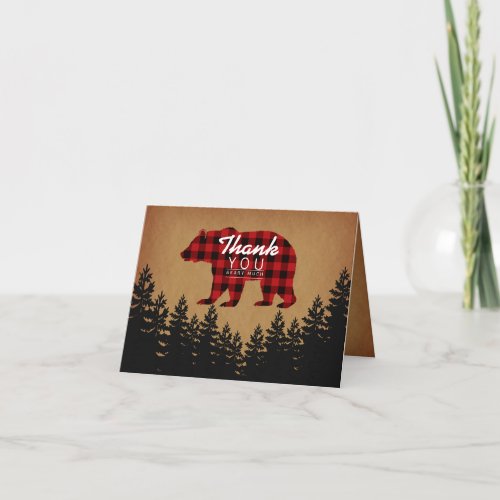 Rustic Bear Thank You Card