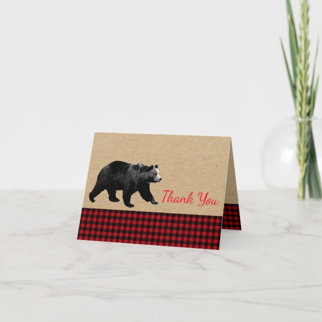 Rustic Bear Thank You Cards (Front)