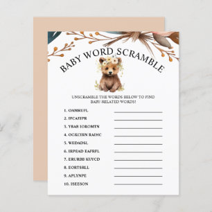 Rustic Bear Theme Baby Shower Word Scramble Game