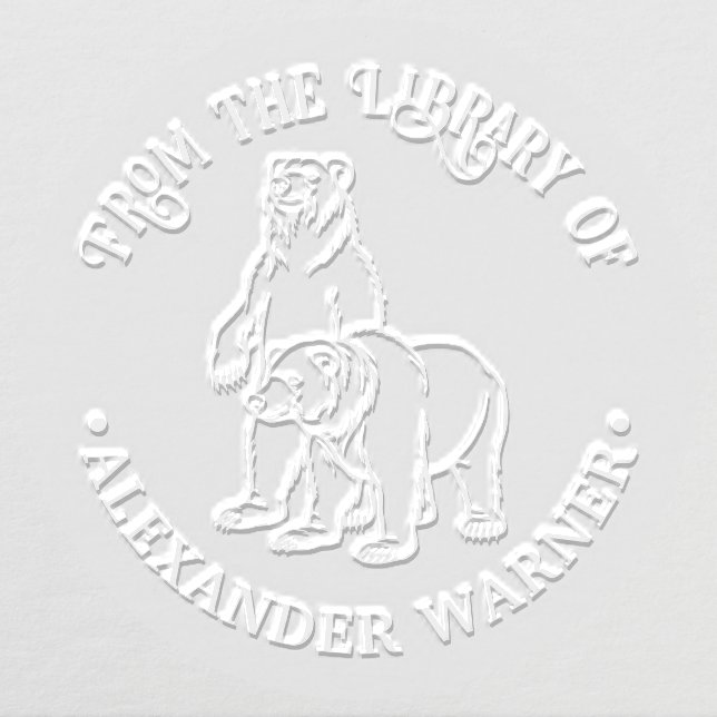 Rustic Bears #7 Round Library Book Name Embosser (Design)