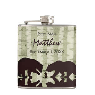 Rustic Bears Woodland Bridal Party Wedding Flask
