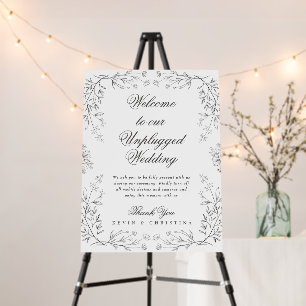 Rustic Beautiful Floral Sketched Wedding Unplugged Foam Board
