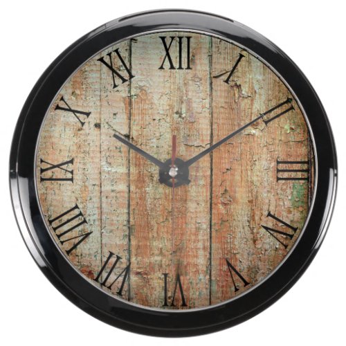 Rustic Beautiful Wood Texture Aqua Clock