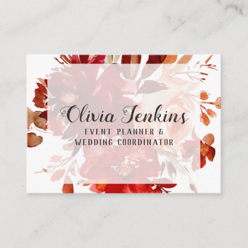 Rustic Beauty Autumn Floral Watercolor Frame Business Card