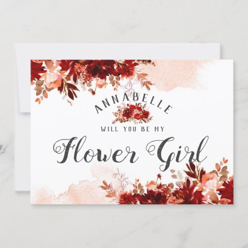 Rustic Beauty Be My Flower Girl Proposal Card