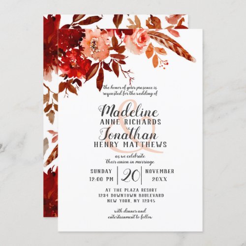 Rustic Beauty Bohemian Floral Top Border Wedding Invitation