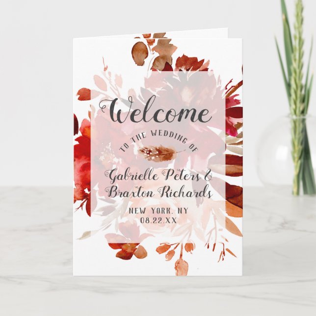 Rustic Beauty Boho Floral Fall Wedding Ceremony Program (Front)