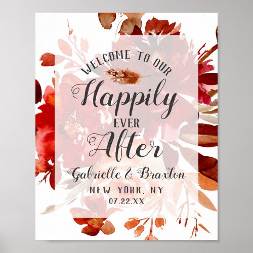 Rustic Beauty Fall Happily Ever After Welcome Sign