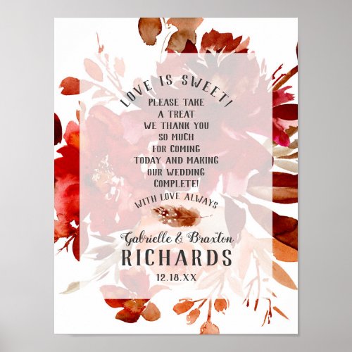 Rustic Beauty Fall Love is Sweet Treat Table Sign