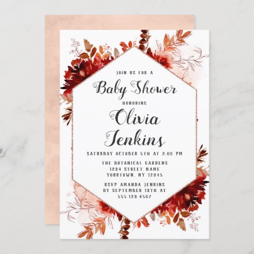 Rustic Beauty Floral Baby Girl Shower Invitation