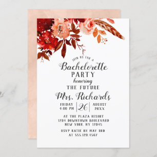 Rustic Beauty Floral Bachelorette Party Invitation
