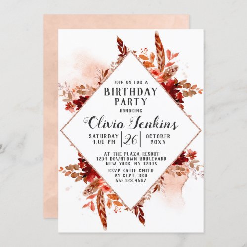 Rustic Beauty Floral Birthday Party Invitation