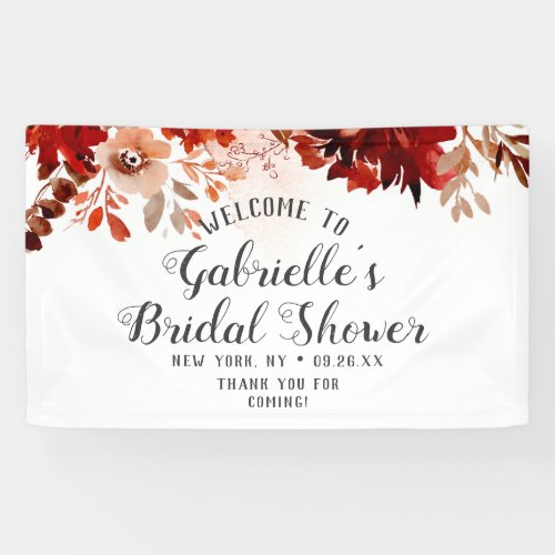 Rustic Beauty Floral Border Bridal Shower Welcome Banner