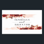 Rustic Beauty Floral Border Fall Monogram Wedding Rectangular Sticker<br><div class="desc">Rustic Beauty Floral Framed Watercolor Bohemian Autumn or Fall Design with Boho Hand Painted Flowers, feathers, and Plenty of colorful orange, rust, red, Burgundy, Marsala, and peach leaves and foliage. With Paint Brush Strokes, Hand Drawn Line elements, Swirly Hand Lettered Fonts, and Floral Border Wedding Stickers! ~ Check my shop...</div>