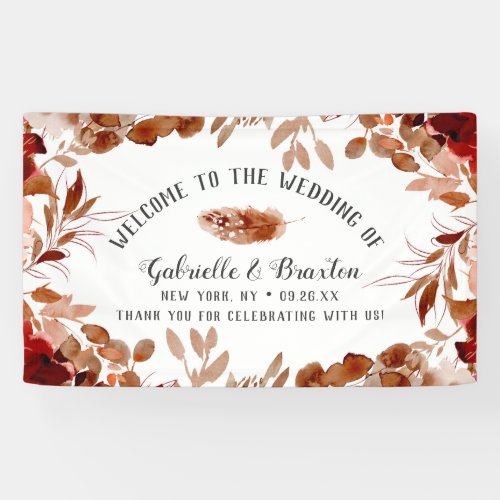 Rustic Beauty Floral Border Fall Wedding Welcome Banner