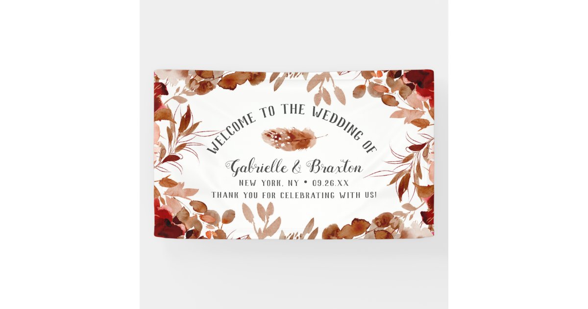 Rustic Beauty Floral Border Fall Wedding Welcome Banner Zazzle Com You can use this traditional rustic technique that can combine natural wood, stone and almost beside for interior, it can be used for exterior also. rustic beauty floral border fall wedding welcome banner zazzle com