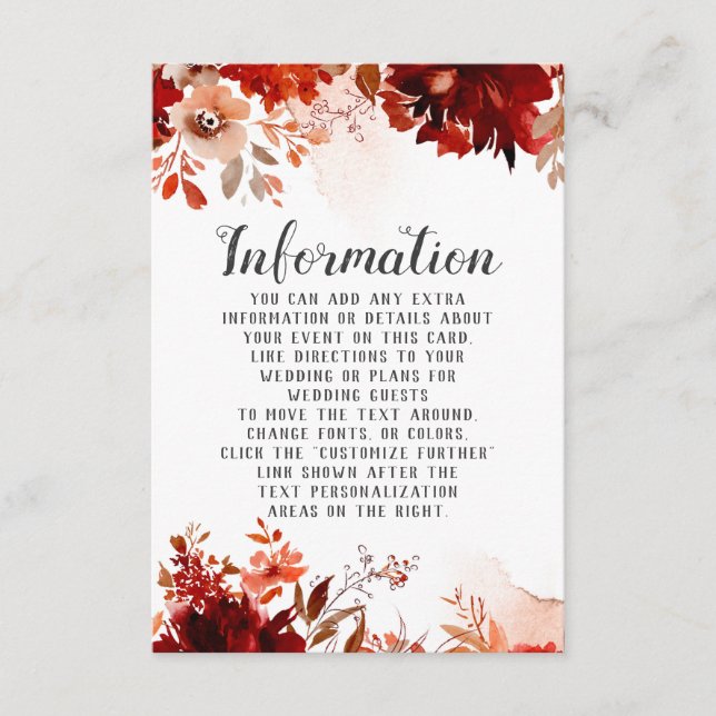 Rustic Beauty Floral Border Wedding Information Enclosure Card (Front)