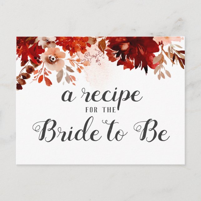 Rustic Beauty Floral Bridal Shower Recipe Card (Front)