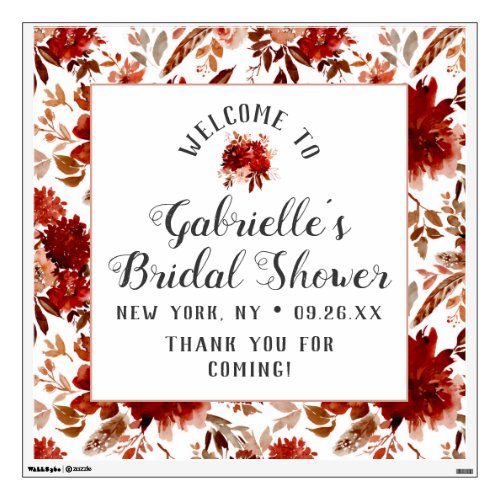 Rustic Beauty Floral Bridal Shower Welcome Sign Wall Decal