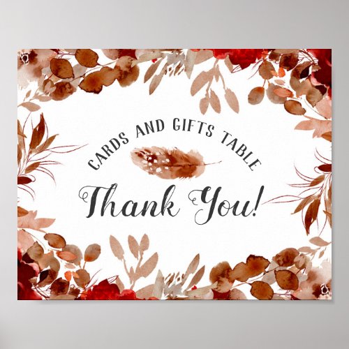 Rustic Beauty Floral Cards and Gifts Table Sign