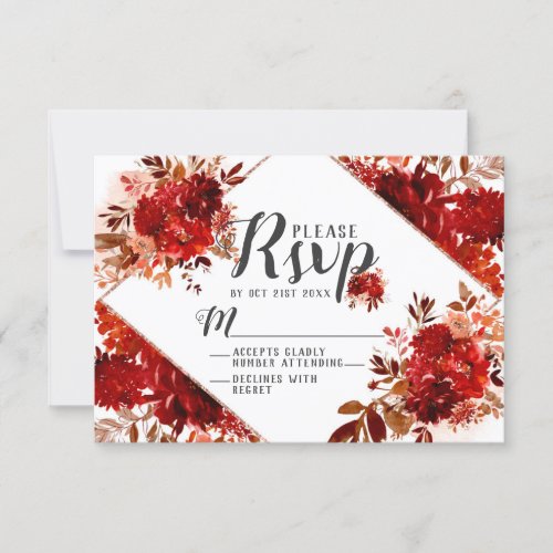 Rustic Beauty Floral Diamond Wedding RSVP Response