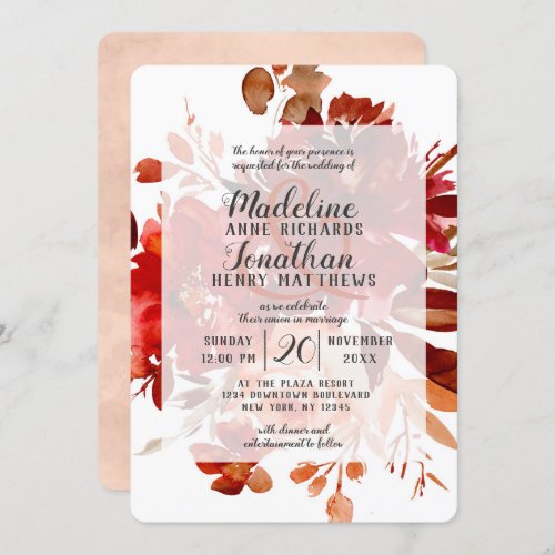 Rustic Beauty Floral Fall Vintage Framed Wedding Invitation