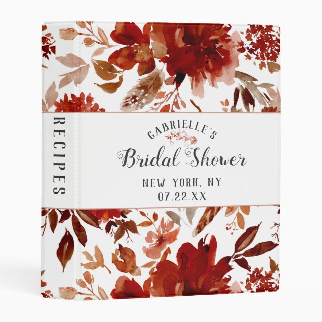 Rustic Beauty Floral Framed Bridal Shower Recipe Mini Binder (Front/Spine)
