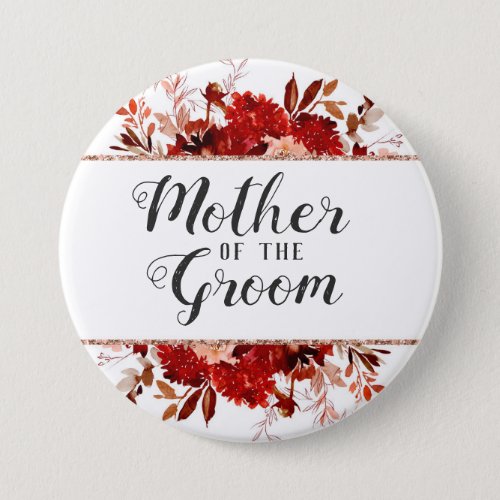 Rustic Beauty Floral Framed Mother of the Groom Button