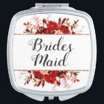 Rustic Beauty Floral Framed Watercolor Bridesmaid Compact Mirror<br><div class="desc">Rustic Beauty Floral Framed Watercolor Bohemian Autumn or Fall Design with Boho Hand Painted Flowers, and Plenty of colorful orange, rust, red, Burgundy, Marsala, and peach leaves and foliage. With Hand Drawn Line elements, Swirly Hand Lettered Fonts and Geometric Rose Gold Rectangle Frame Wedding Bridesmaid Monogram Makeup Mirror! ~ Check...</div>