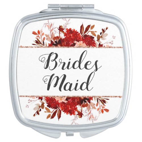 Rustic Beauty Floral Framed Watercolor Bridesmaid Compact Mirror
