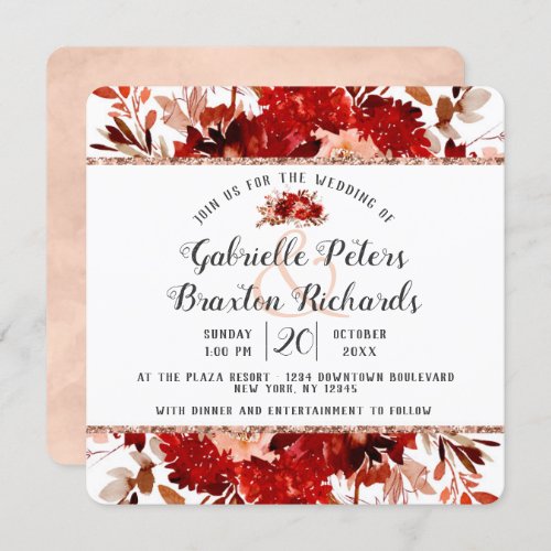 Rustic Beauty Floral Framed Wedding Invitations
