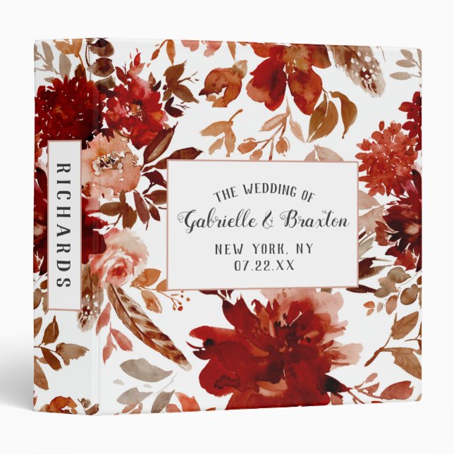 Rustic Beauty Floral Framed Wedding Photo Album 3 Ring Binder (Front/Spine)