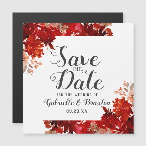 Rustic Beauty Floral Framed Wedding Save the Date Magnetic Invitation