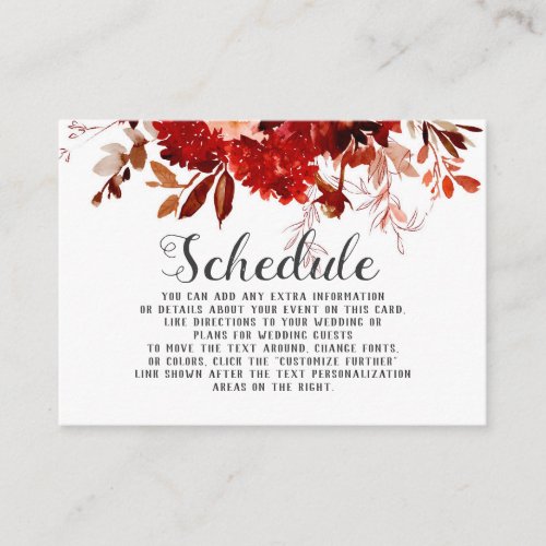 Rustic Beauty Floral Framed Wedding Schedule Enclosure Card