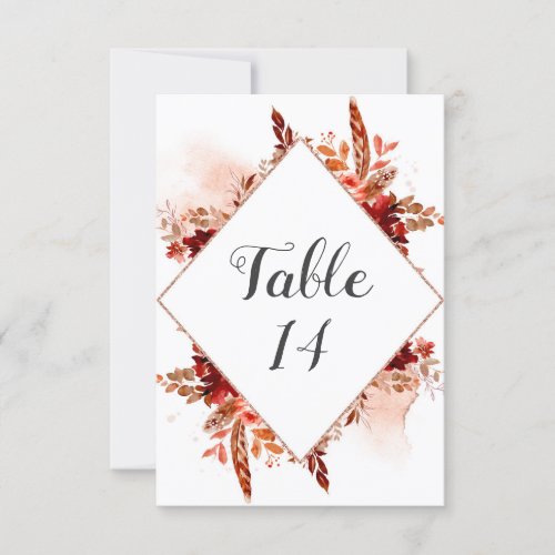 Rustic Beauty Floral Framed Wedding Table Numbers