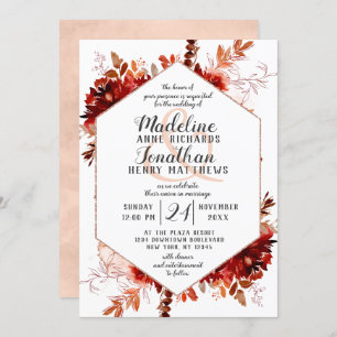Rustic Beauty Floral Hexagon Wedding Invitations