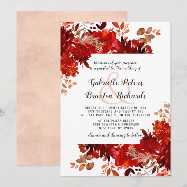 Rustic Beauty Floral Square Framed Wedding Invitation (Front/Back)