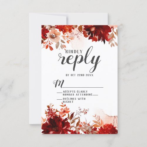 Rustic Beauty Floral Top Border Wedding RSVP Reply