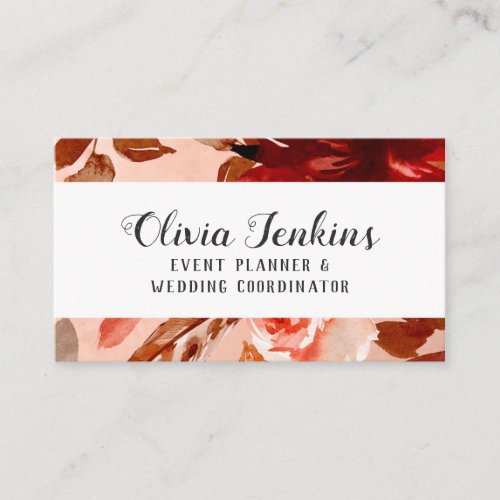 Rustic Beauty Floral Watercolor Fall Boho Design Business Card