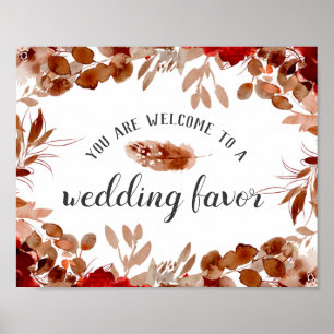 Rustic Beauty Full Border Wedding Favor Table Sign