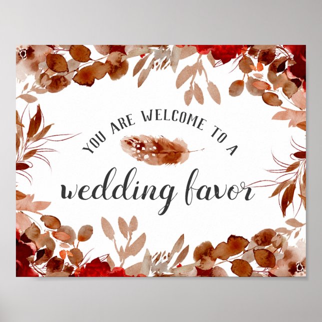 Rustic Beauty Full Border Wedding Favor Table Sign (Front)