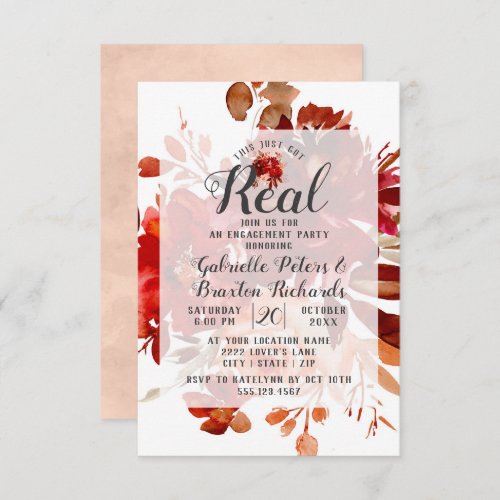 Rustic Beauty This Just Got Real Engagement Party Invitation