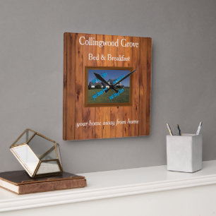 Rustic Bed and Breakfast 🌿 Country Inn Square Wall Clock