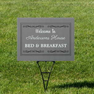 Rustic Bed and Breakfast family name yard sign