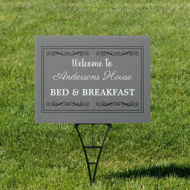 Rustic Bed and Breakfast family name yard sign (Insitu)